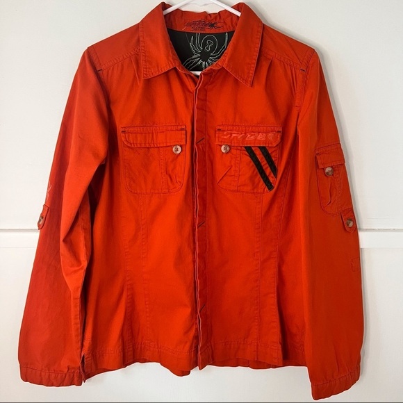 Spyder Burnt Orange Button Down Utility Shacket 100% Cotton - Picture 9 of 16